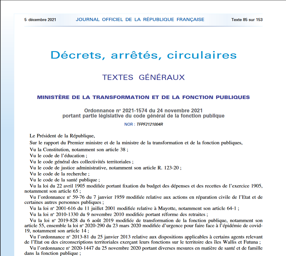 Le code général de la fonction publique Maître JeanPierre PATOUT